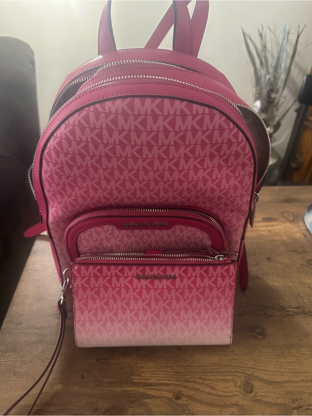 Michael Kors Pink Ombre MK Logo Mini Shoulder Backpack